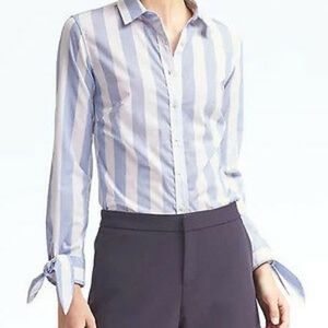 Banana Republic Riley Fit Bow-Cuff Shirt Sz 10